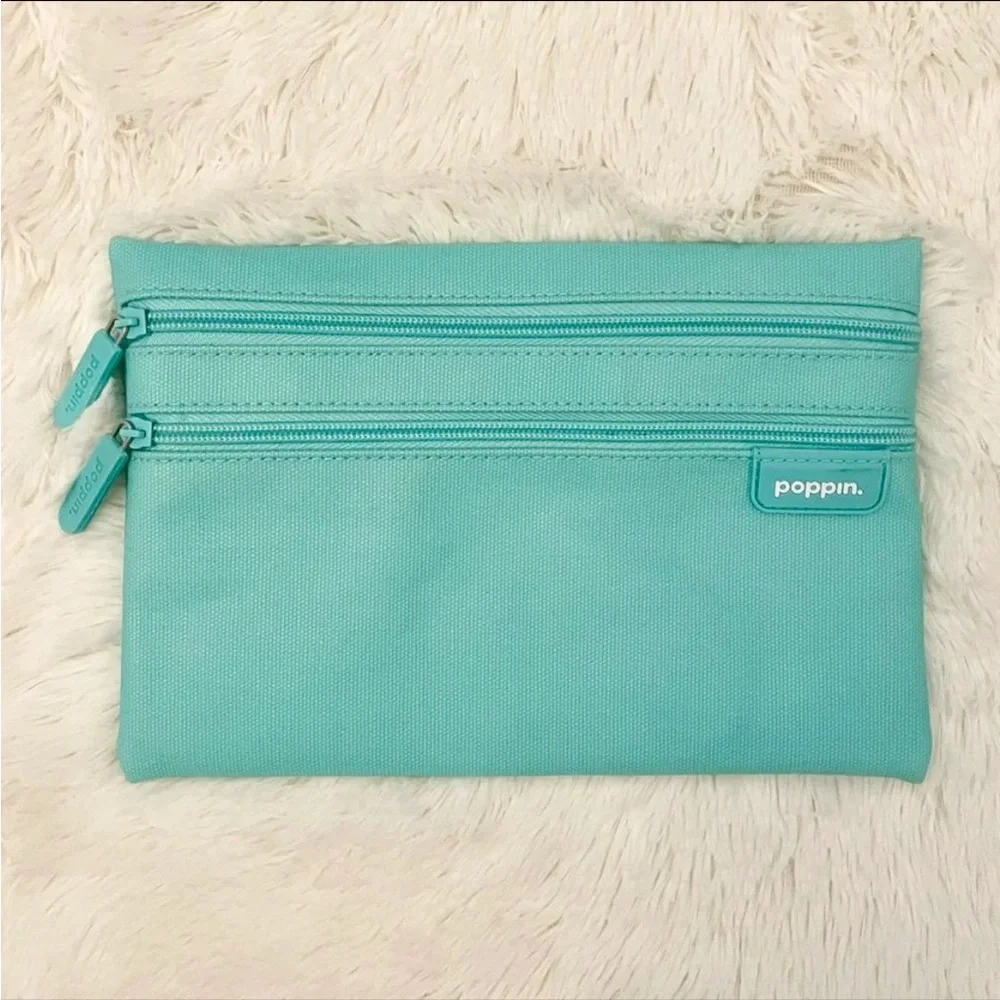Poppin Aqua Zipper Pencil Case/Pouch
